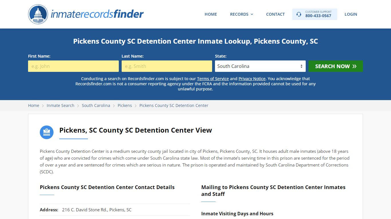 Pickens County SC Detention Center Roster & Inmate Search ...